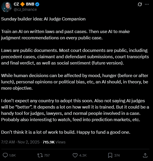Original AI Judge Companion Tweet